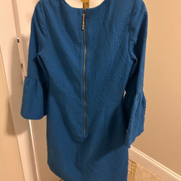 Lilly Pulitzer Blue Jacquard Bell-Sleeve Dress – Size 4 - Picture 5 of 5